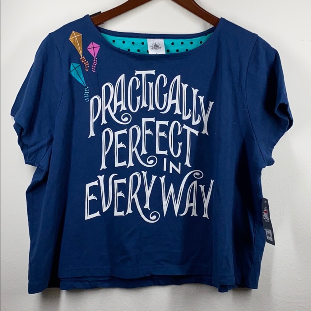 Disney Blue Crop Top with White Text